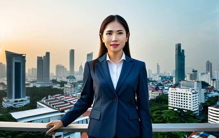 환경보전기술자 필기시험 과목 분석 - Professional Businesswoman**
"A professional businesswoman in a modest business suit, standing in f...