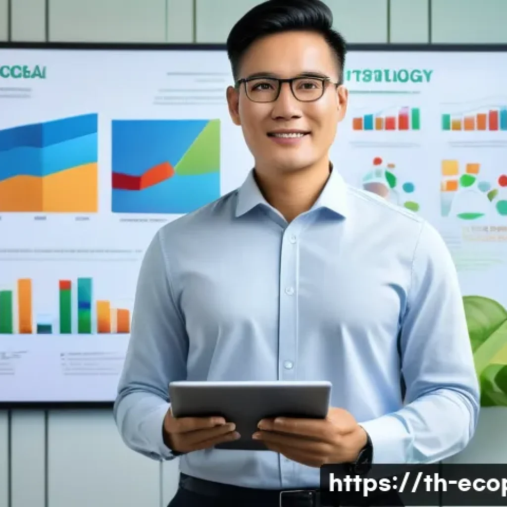 환경보전기술자 자격증의 중요성 - A professional environmental technology expert in a modern Thai office setting, wearing business cas...