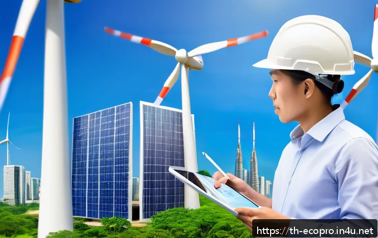환경보전기술자 경력 및 이직 시 장점 - A professional Thai environmental engineer in business casual attire, working on a digital tablet di...